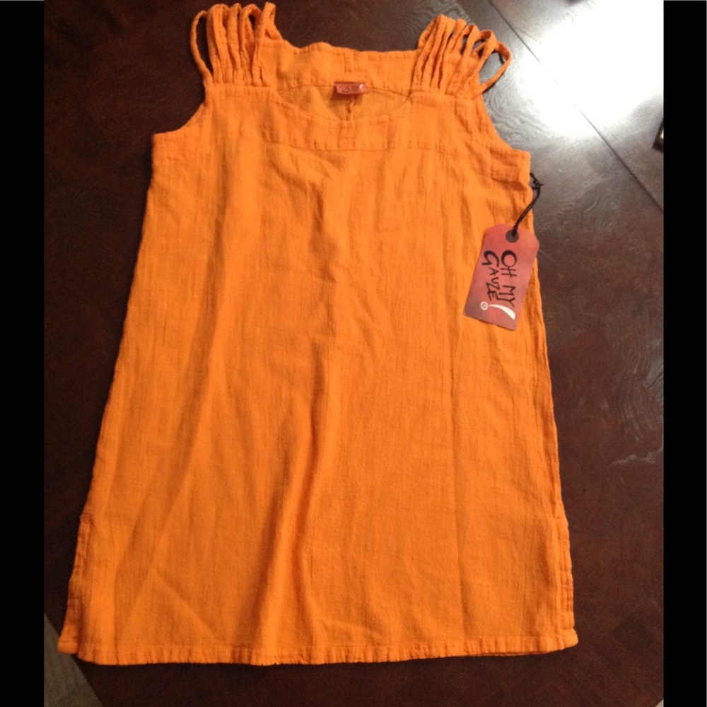 "Oh My Guaze!" Orange Sleeveless Top NWT.